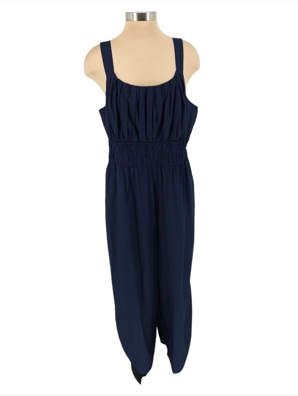 LC Lauren Conrad Pleated Tank Jumpsuit Navy Blue Sleeveless Cropped Romper 2XL